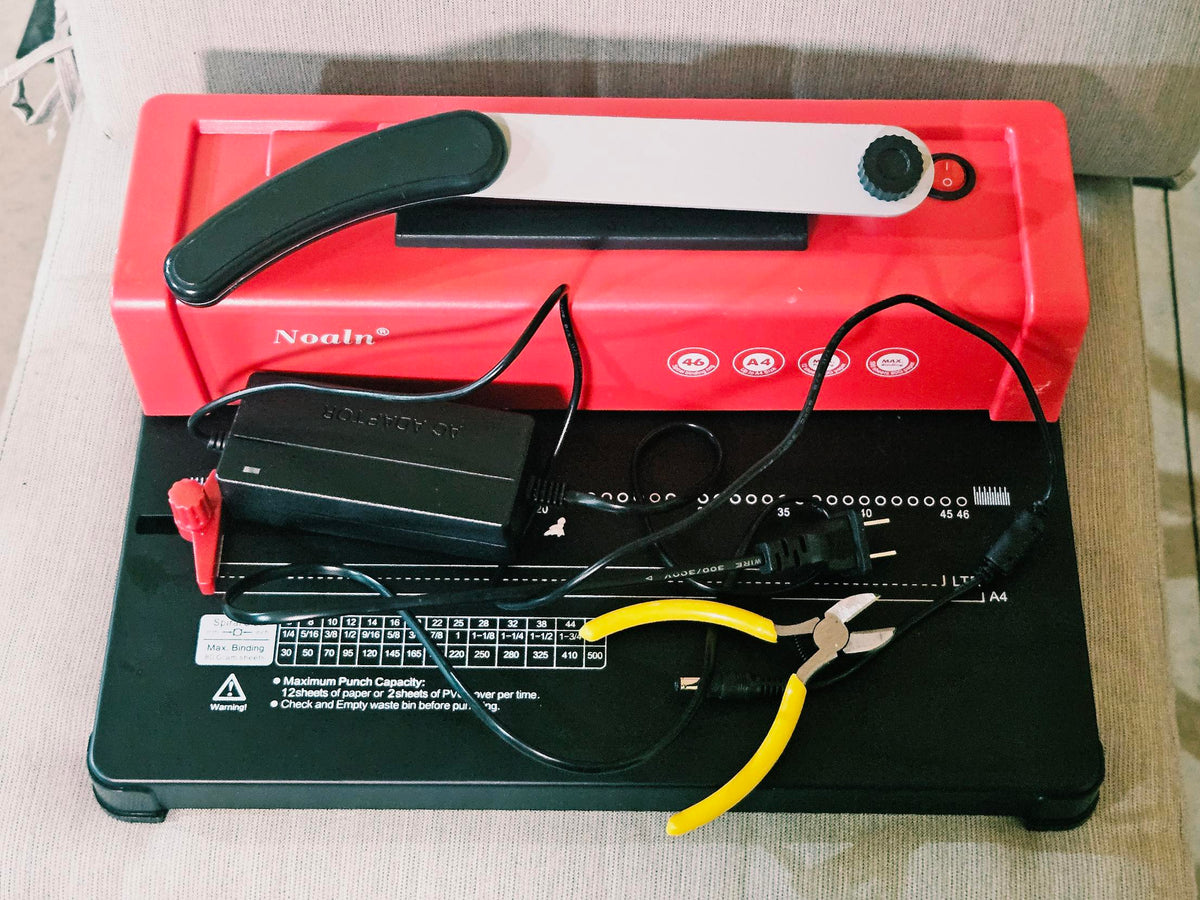 Noaln electric coil binding machine with AC adapter and pliers