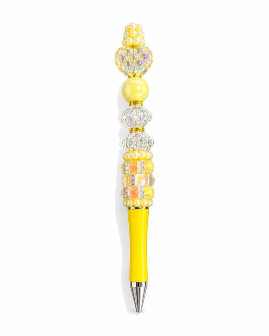 Sunny yellow beaded pen with crystal beads