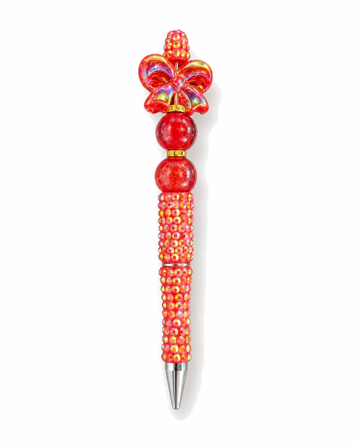 Red bow rhinestone beaded pen