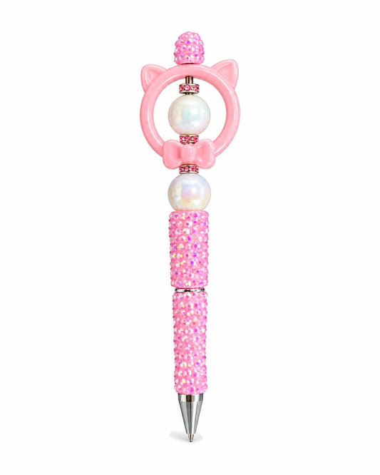 Pink cat ears beaded pen