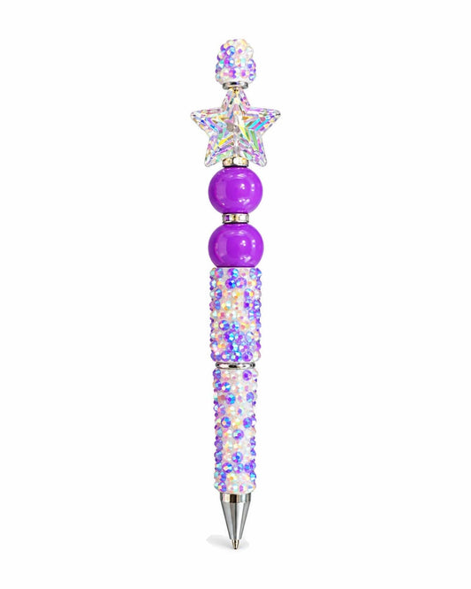 Purple star confetti beaded pen