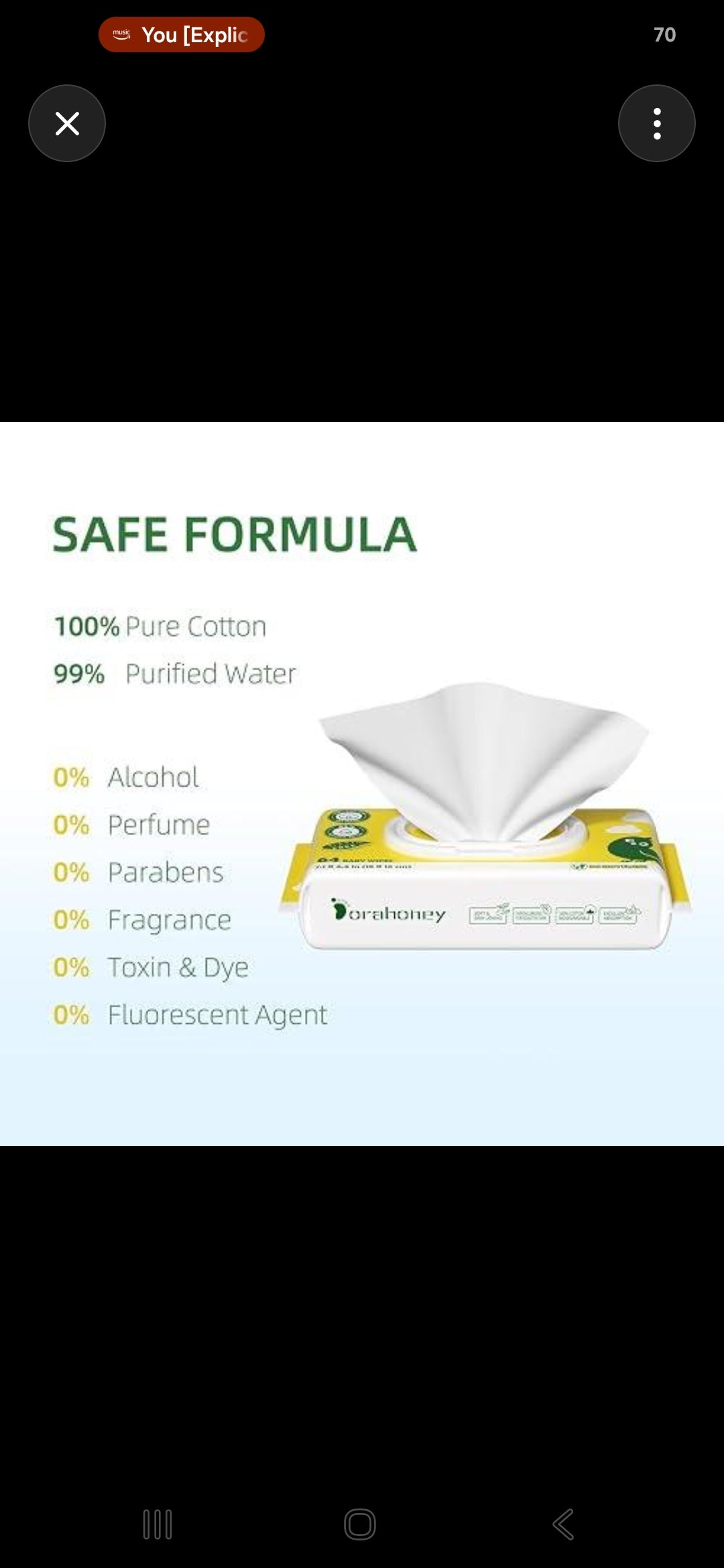 Dorahoney 100% Cotton Baby Wipes, Case of 13 Packs (832 Wipes)