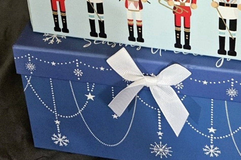 Winter Snowflake and Peppermint Nesting Gift Box Set, 4-Piece