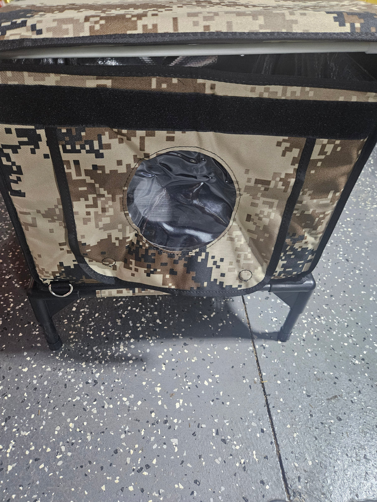 Clawsable Large Elevated Outdoor Cat House with Escape Door – Desert Camo