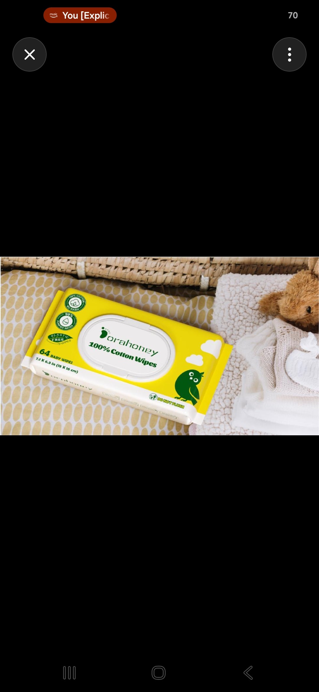 Dorahoney 100% Cotton Baby Wipes, 64 Count