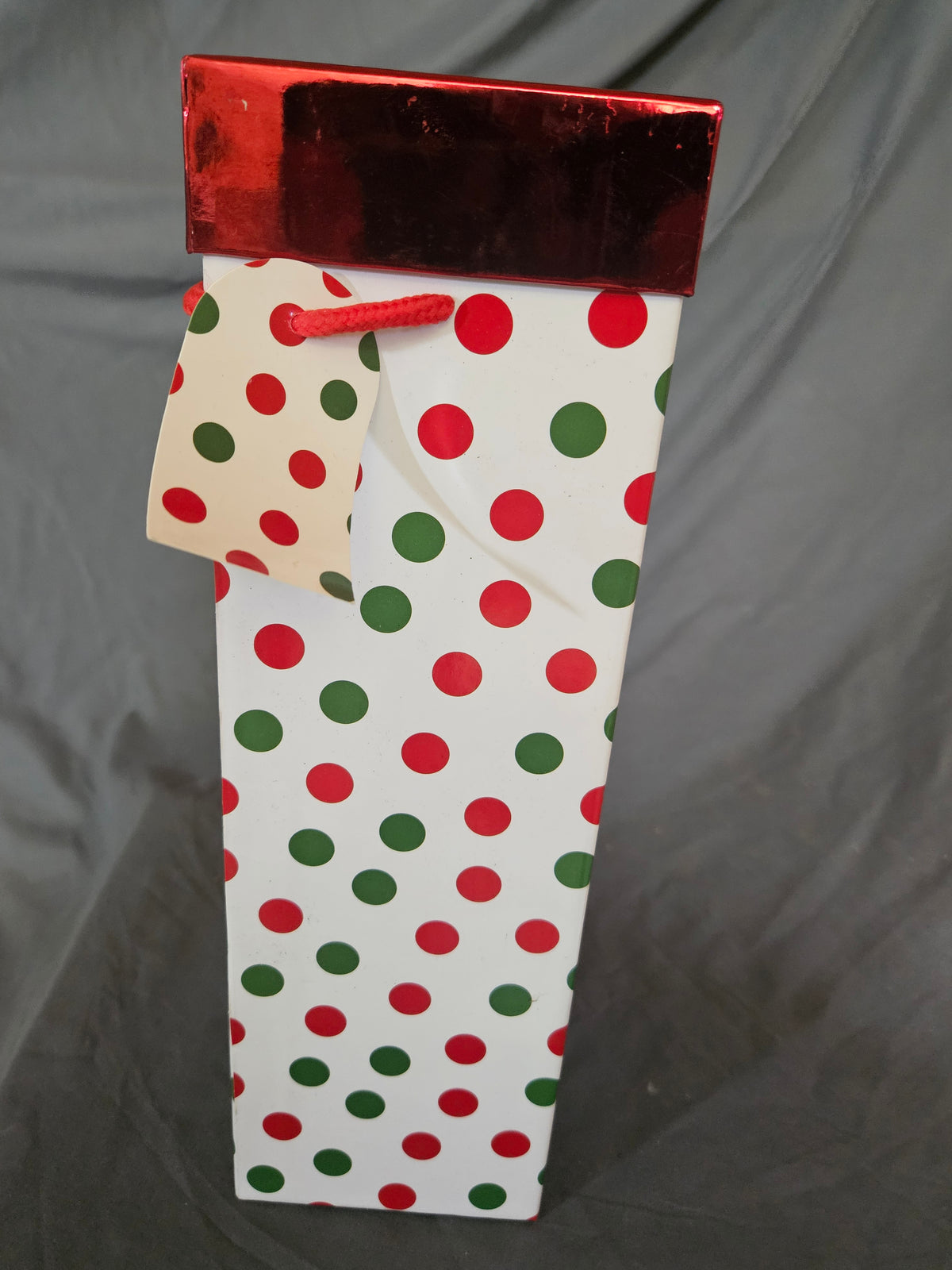 Red and Green Polka Dot Wine Bottle Gift Box