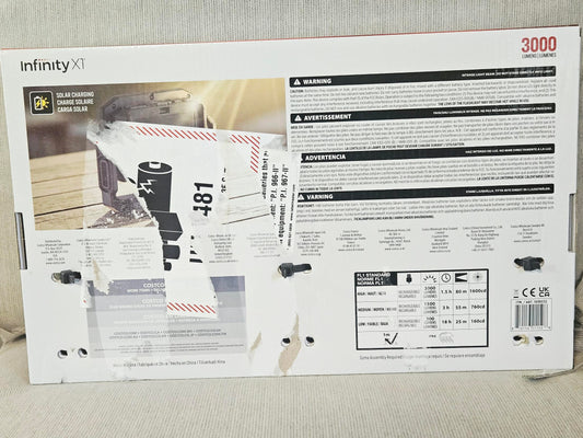 Box back with runtime and beam specifications