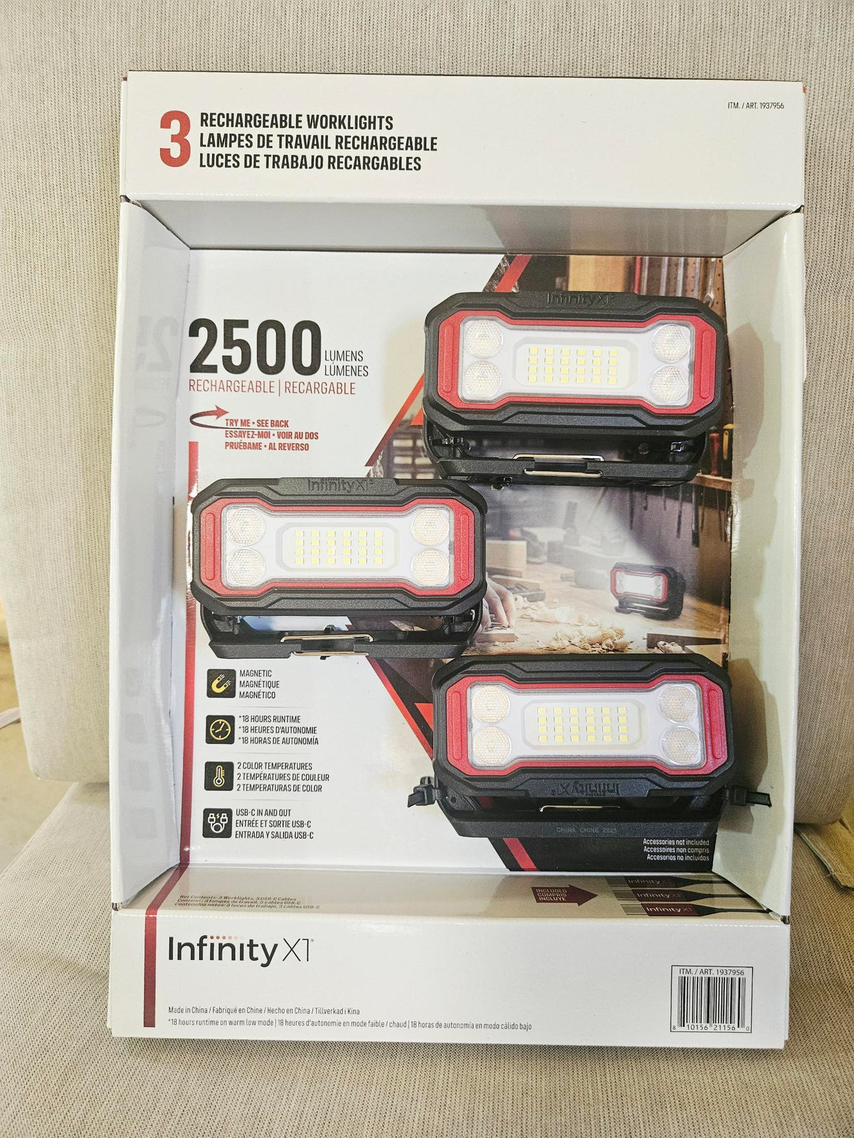 Infinity X1 rechargeable LED work lights 3-pack