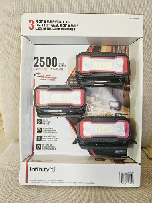 Infinity X1 rechargeable LED work lights 3-pack