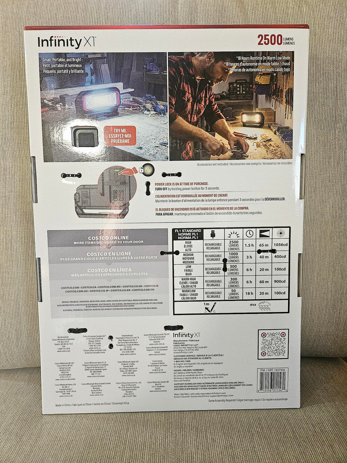 Work light features and specifications